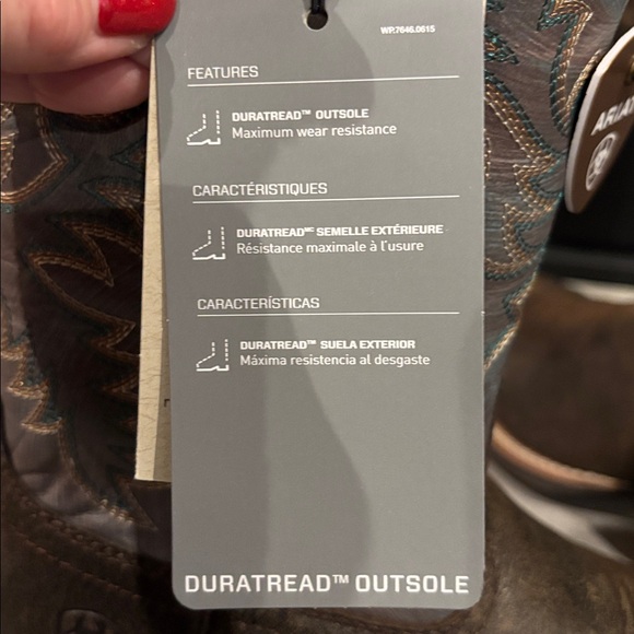 Ariat Sport Latigo Chocolate Brown/stone Blue,wide square toe,4LR,duratread sole - Picture 14 of 15